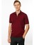 Erkek Polo Yaka Yakası Fermuarlı T-Shirt Bordo 2