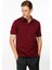 Erkek Polo Yaka Yakası Çizgili T-Shirt Bordo 1
