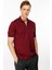 Erkek Polo Yaka Yakası Fermuarlı T-Shirt Bordo 4