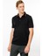 Erkek Polo Yaka Yakası Çizgili T-Shirt Siyah 2