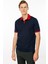 Erkek Polo Yaka Kolu ve Yakası Çizgili T-Shirt Lacivert 1