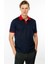 Erkek Polo Yaka Kolu ve Yakası Çizgili T-Shirt Lacivert 3