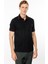 Erkek Polo Yaka Yakası Şerit Desenli T-Shirt Siyah 3
