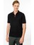 Erkek Polo Yaka Yakası Fermuarlı T-Shirt Siyah 1