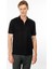 Erkek Polo Yaka Yakası Fermuarlı T-Shirt Siyah 3