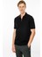 Erkek Polo Yaka Yakası Fermuarlı T-Shirt Siyah 4