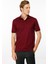 Erkek Polo Yaka Yakası Şerit Desenli T-Shirt Bordo 2
