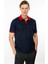 Erkek Polo Yaka Kolu ve Yakası Çizgili T-Shirt Lacivert 3