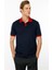 Erkek Polo Yaka Kolu ve Yakası Çizgili T-Shirt Lacivert 4