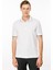 Erkek Polo Yaka Yakası Çizgili T-Shirt Beyaz 4