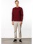 Erkek Sıfır Yaka Basic Uzun Kollu Pamuklu T-Shirt Bordo 3