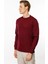Erkek Sıfır Yaka Basic Uzun Kollu Pamuklu T-Shirt Bordo 4