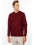 Erkek Sıfır Yaka Basic Uzun Kollu Pamuklu T-Shirt Bordo 5