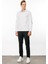 Erkek Polo Yaka Uzun Kollu Sweatshirt Beyaz 3