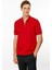 Erkek Polo Yaka Yakası Fermuarlı T-Shirt Kırmızı 1