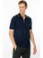 Erkek Polo Yaka Yakası Fermuarlı T-Shirt Lacivert 1