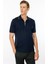 Erkek Polo Yaka Yakası Fermuarlı T-Shirt Lacivert 2
