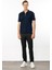 Erkek Polo Yaka Yakası Fermuarlı T-Shirt Lacivert 3