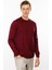 Erkek Sıfır Yaka Basic Uzun Kollu Pamuklu T-Shirt Bordo 1