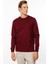 Erkek Sıfır Yaka Basic Uzun Kollu Pamuklu T-Shirt Bordo 5