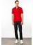 Erkek Polo Yaka Yakası Fermuarlı T-Shirt Kırmızı 2