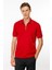 Erkek Polo Yaka Yakası Fermuarlı T-Shirt Kırmızı 3