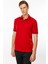 Erkek Polo Yaka Yakası Şerit Desenli T-Shirt Kırmızı 1