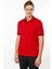 Erkek Polo Yaka Yakası Şerit Desenli T-Shirt Kırmızı 2
