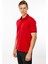Erkek Polo Yaka Yakası Şerit Desenli T-Shirt Kırmızı 4