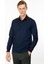 Erkek Polo Yaka Uzun Kollu Sweatshirt Lacivert 1