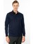 Erkek Polo Yaka Uzun Kollu Sweatshirt Lacivert 2