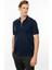 Erkek Polo Yaka Yakası Fermuarlı T-Shirt Lacivert 4