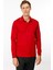 Erkek Polo Yaka Uzun Kollu Sweatshirt Kırmızı 1