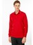 Erkek Polo Yaka Uzun Kollu Sweatshirt Kırmızı 2