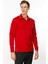 Erkek Polo Yaka Uzun Kollu Sweatshirt Kırmızı 3