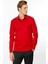 Erkek Polo Yaka Uzun Kollu Sweatshirt Kırmızı 4