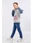 Erkek Çocuk Üç Ip Kot Detaylı Şardonlu Kapüşonlu Sweatshirt Gri MRN7009 2