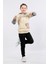 Erkek Çocuk Üç Ip Kot Detaylı Şardonlu Kapüşonlu Sweatshirt Bej MRN7010 2