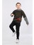 Erkek Çocuk Üç Ip Kot Detaylı Şardonlu Kapüşonlu Sweatshirt Haki MRN7009 2