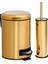 Tekno Trust Elit Ikili Banyo Seti - Gold ( 3lt Çöp Kovası + Tuvalet Fırçası ) 1