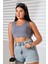 Kadın Askılı Örme Crop Bluz 4