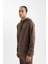 Fit Standart Fit Kapüşonlu Cepli Skuba Dalgıç Kumaş Sporcu Sweatshirt D1950AX24AU 3