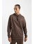 Fit Standart Fit Kapüşonlu Cepli Skuba Dalgıç Kumaş Sporcu Sweatshirt D1950AX24AU 4