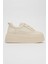 Bağcıklı Kadın Spor Ayakkabı Ekru Bej 2