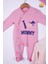 Babyhola %100 Pamuk I Love Mummy 2'li Çıtçıtlı Patikli Tulum Önlük Bere 4'lü Takım 539 2