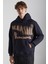 Axel Erkek Örme 3 Iplik Içi Şardonlu Baskılı Regular Fit Kapüşonlu Kanguru Cepli Antrasit Sweatshirt 1