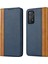 Anti-Düşen Telefon Kılıfı Xiaomi Redmi Için Not 11 Pro Kılıf Buzağı Dokusu 3 Kart Yuvaları Renk Ekleme Deri Telefon Kapağı-Mavi + Sarı (Yurt Dışından) 1