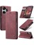 Anti-Düşen Telefon Kılıfı Xiaomi Redmi 13 5g/4g Kılıf Kart Tutucu Standı Deri Telefon Kapağı-Kırmızı (Yurt Dışından) 1