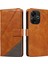Anti-Düşen Telefon Kılıfı Xiaomi Redmi Için 13 5g/4g Kılıf Flip Darbeye Dalı Cüzdan Deri Telefon Kapağı Geometrik Çizgi-Kahverengi (Yurt Dışından) 1