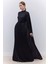 Pelerinli Abiye Elbise Siyah 5